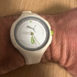 Puma White Watch with Green Accents